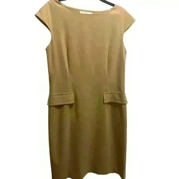 Bloomingdale’s- Women Tan Cap Sleeve Midi Dress. Size:14P - Picture 1 of 4